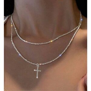Double Chain Cross Necklace